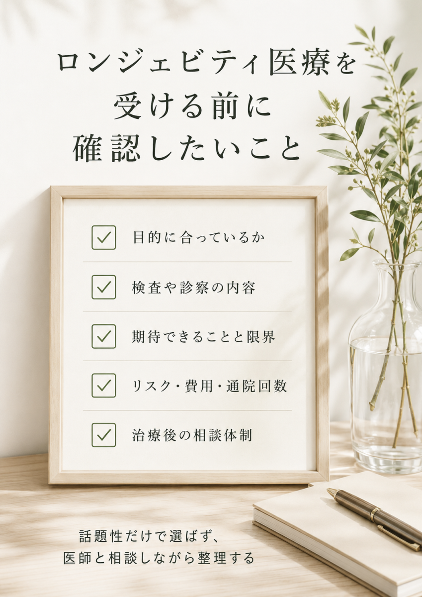 ロンジェビティ医療を受ける前に確認したいこと
