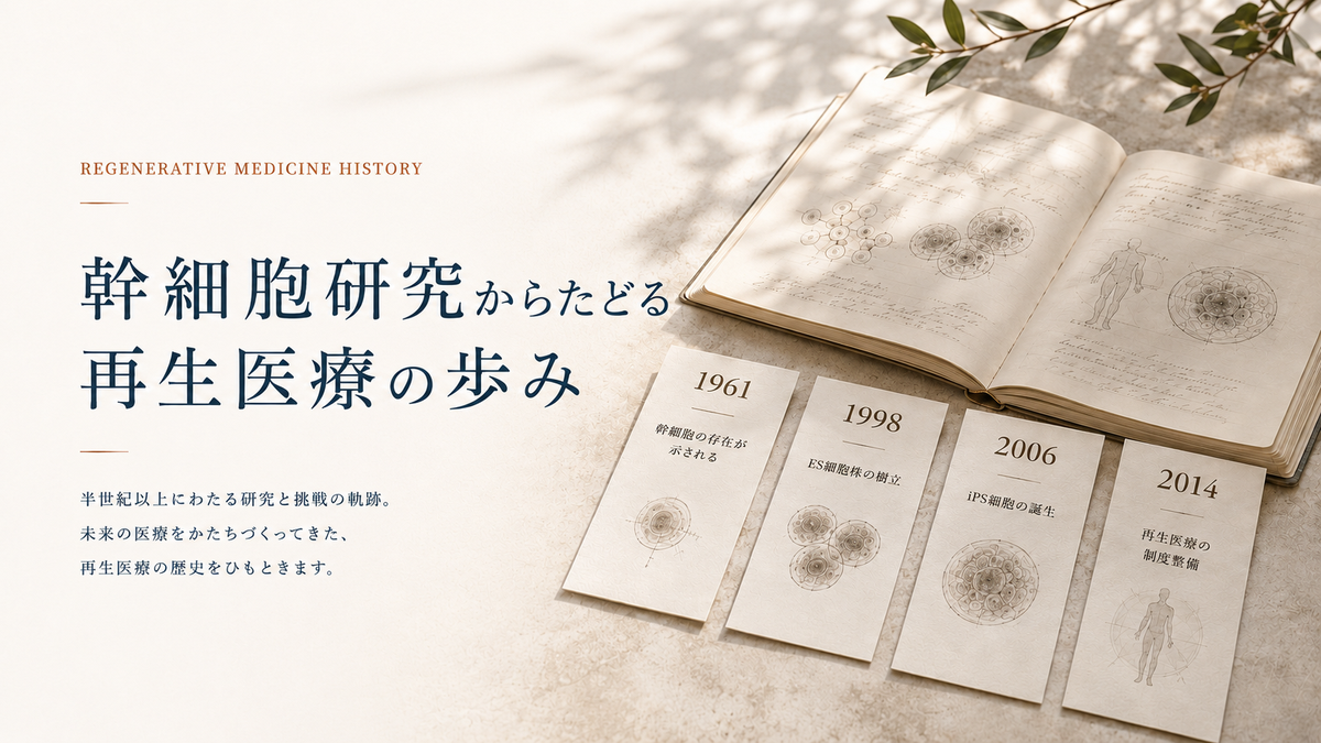 幹細胞研究から現在の再生医療までの歴史をたどる記事のヒーロー画像